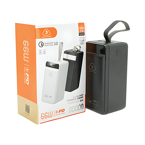 Powerbank LIONPATTON L47, 80000mAh, QC3.0, MicroUSB, Type-C, Lighting, 3xUSB, Black, Box pwb1-5 фото