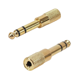 Перехідник Jack 6.3 (тато)/Jack 3.5 (мама) Stereo, Gold, метал, Q100 pk1-10 фото