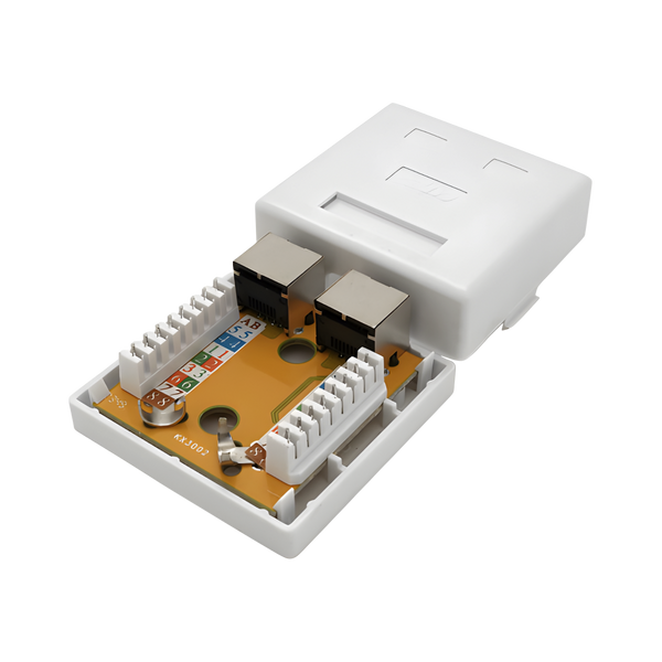 Розетка RITAR FTP 8P8C RJ45 2 порт Cat-6, накладная белая Q250 zrj1-29 фото