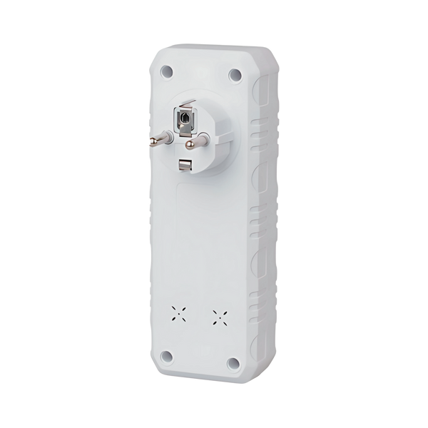 Розетка тройник с заземлением F102-White, 2 розетки+3USB(1А), 2500W, 10A, 110-250V~Max, Blister dmf1-12 фото
