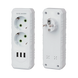 Розетка тройник с заземлением F102-White, 2 розетки+3USB(1А), 2500W, 10A, 110-250V~Max, Blister dmf1-12 фото 1