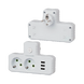 Розетка тройник Т-образный с заземлением F302-White, 2 розетки+3USB(1А), 2500W, 10A, 110-250V~Max, Blister dmf1-18 фото 1