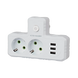 Розетка тройник Т-образный с заземлением F302-White, 2 розетки+3USB(1А), 2500W, 10A, 110-250V~Max, Blister dmf1-18 фото 2