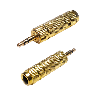 Перехідник Jack 3.5 (тато)/Jack 6.3 (мама) Stereo, Gold, метал, Q100 pk1-28 фото